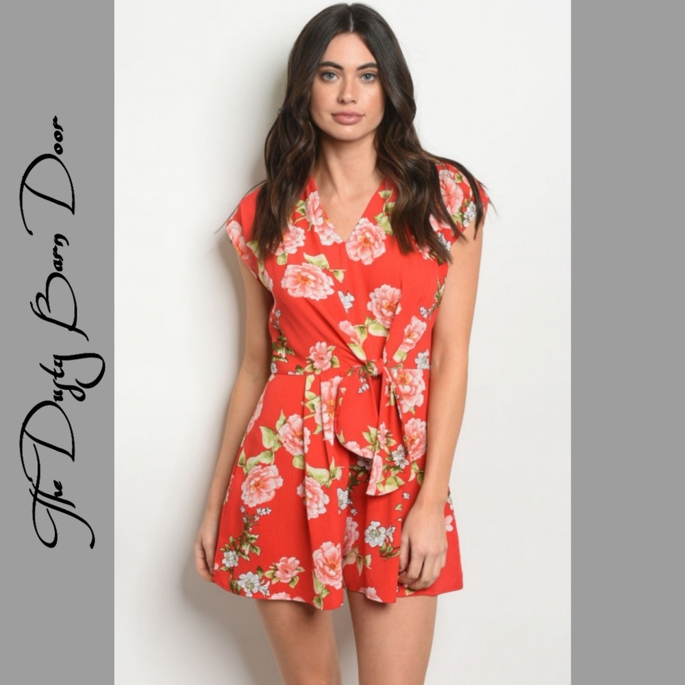 Red Floral Romper